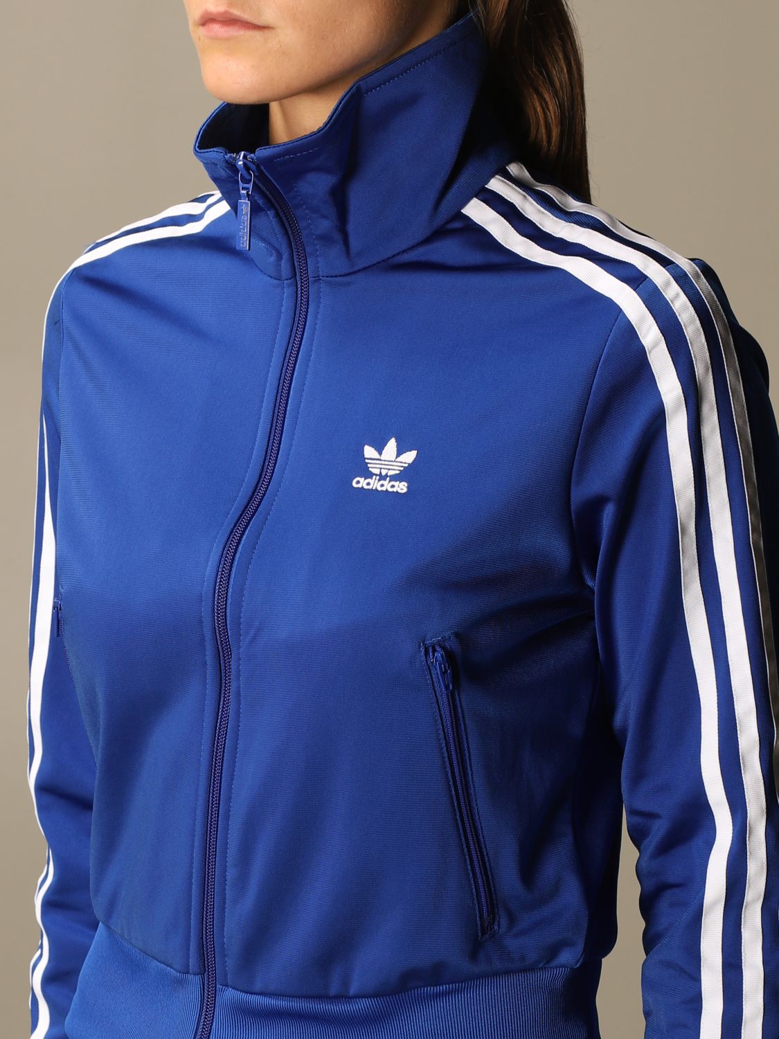 ADIDAS ORIGINALS: zip sweatshirt with logo - Blue | Adidas Originals  sweatshirt GD2372 online on GIGLIO.COM
