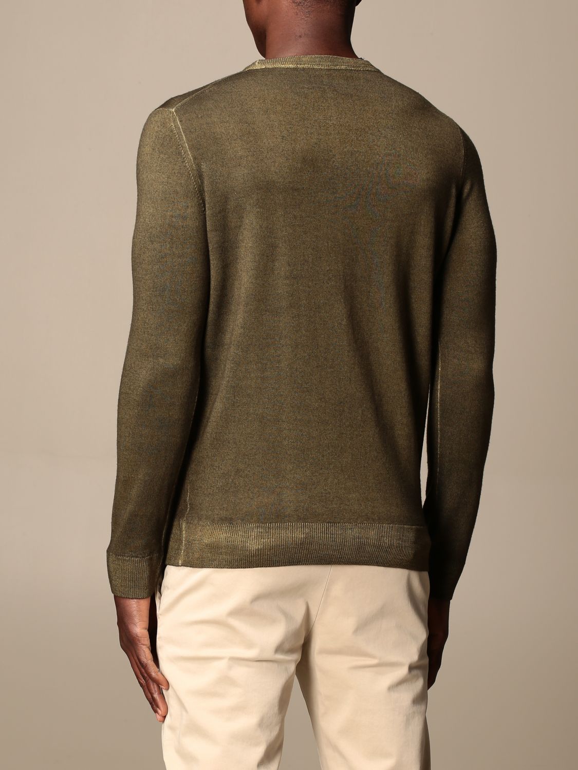 ALPHA STUDIO: Merino wool sweater - Moss Green | Alpha Studio sweater  AU3017CS online on GIGLIO.COM