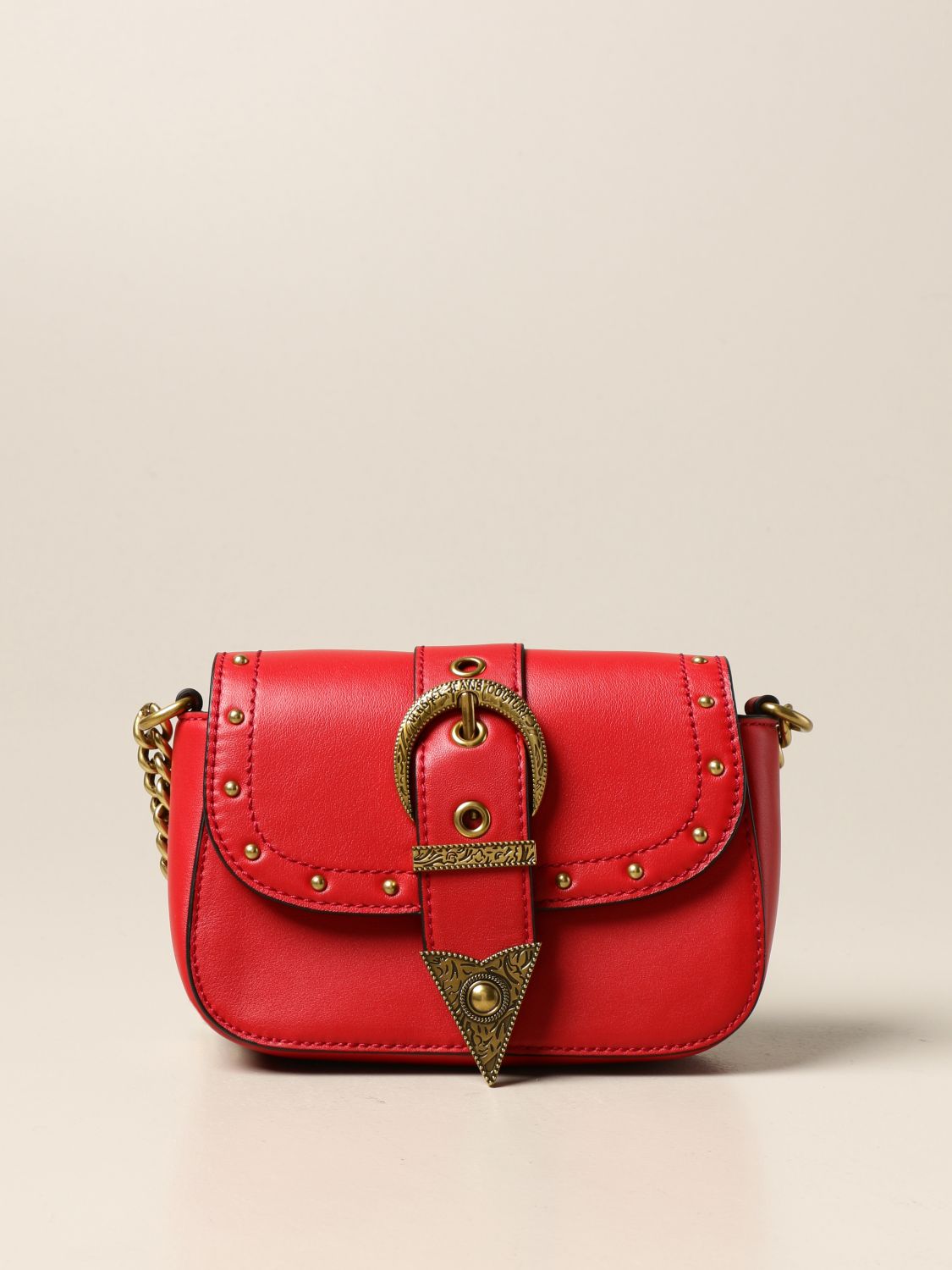 VERSACE JEANS COUTURE: Rodeo leather bag - Red | Shoulder Bag Versace ...