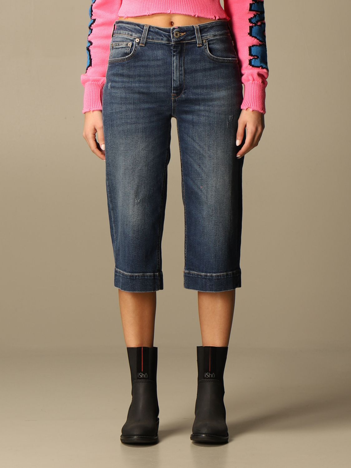 mastermind Produktionscenter Stolthed Dondup Outlet: cropped jeans in used denim | Jeans Dondup Women Denim |  Jeans Dondup DP515 DSE282D AR4 GIGLIO.COM