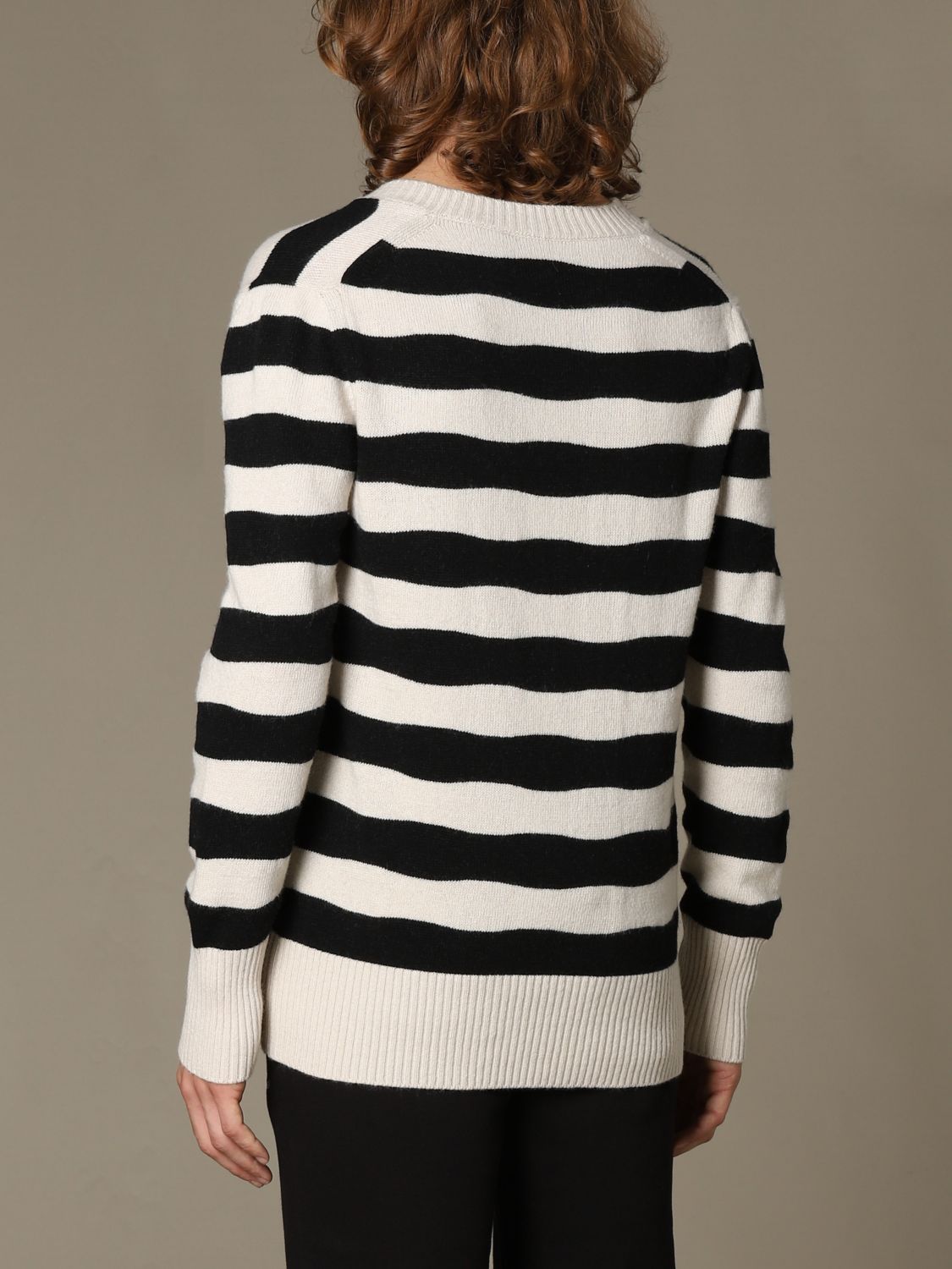 MESSAGERIE: Striped v-neck sweater - Black | Messagerie sweater 041252 ...