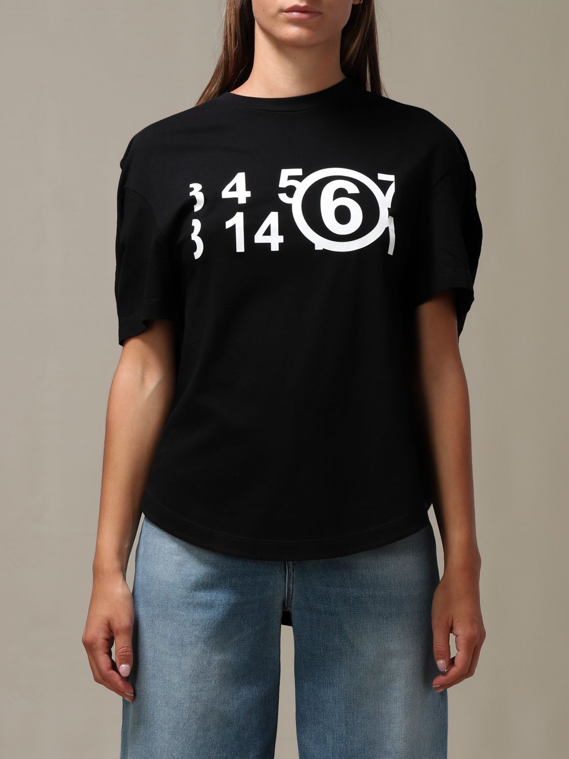 MM6 MAISON MARGIELA: T-shirt with numbers print - Black | Mm6