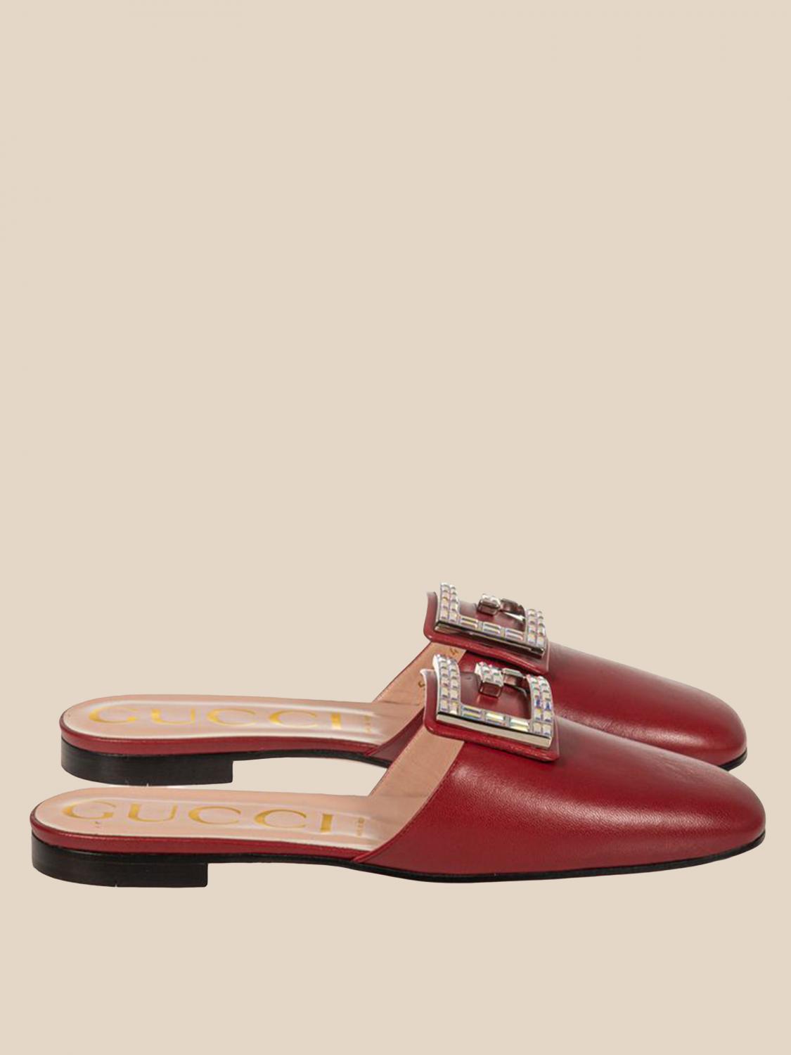 gucci red flat shoes