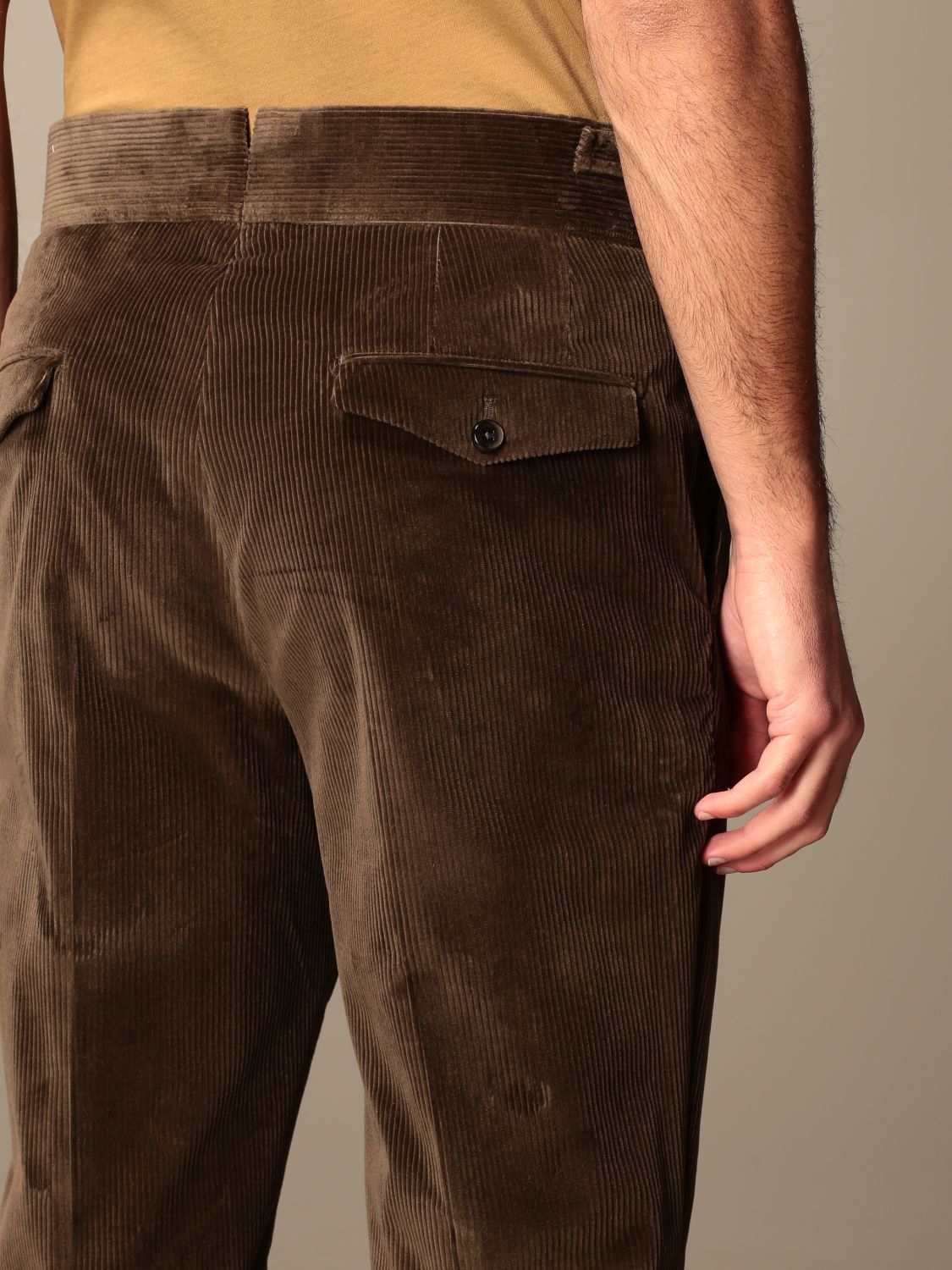 Pt Outlet: ribbed trousers with buckle | Pants Pt Men Brown | Pants Pt ...