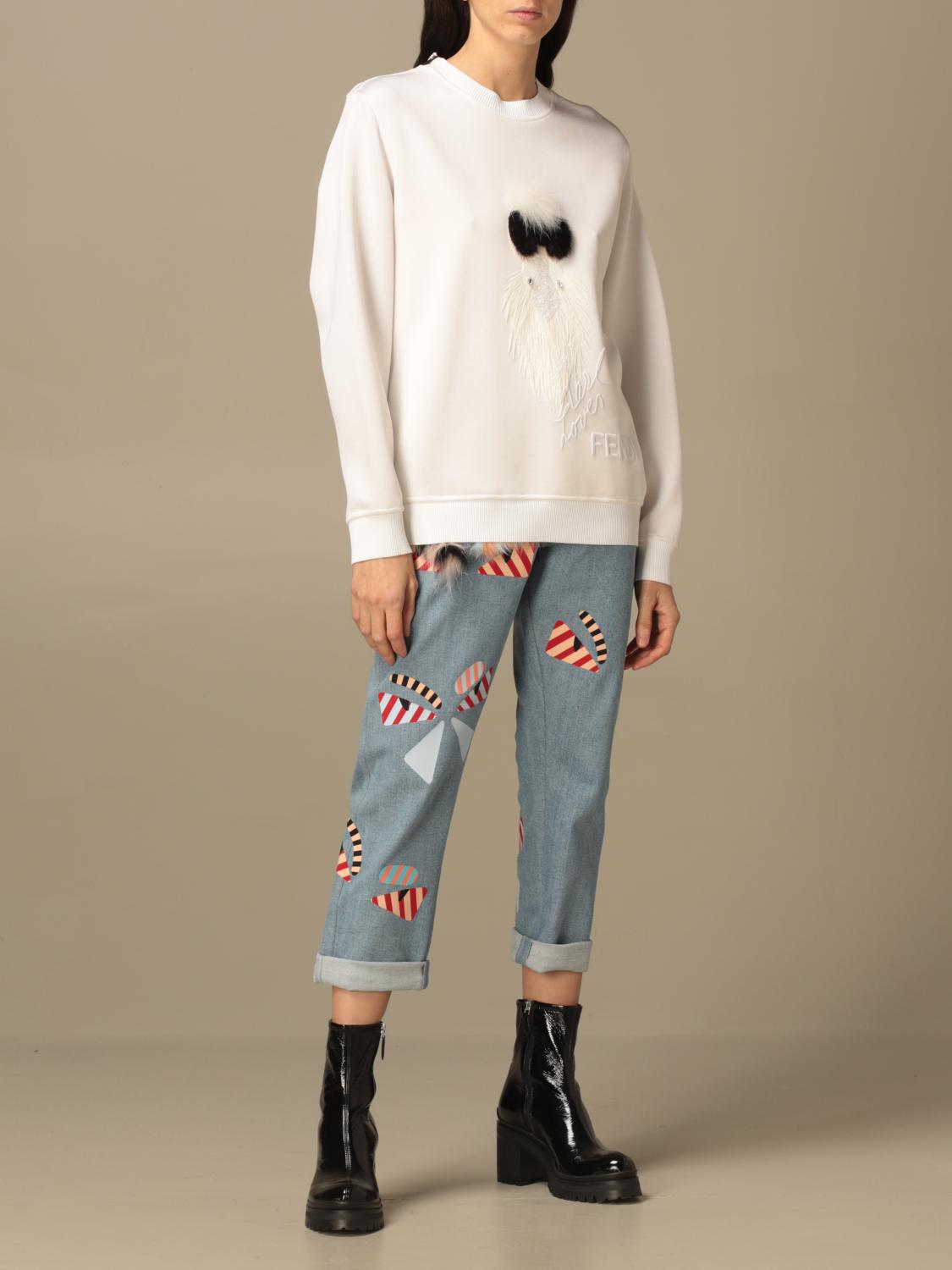 Fendi Outlet Jumper women White Jumper Fendi fs6623 89n