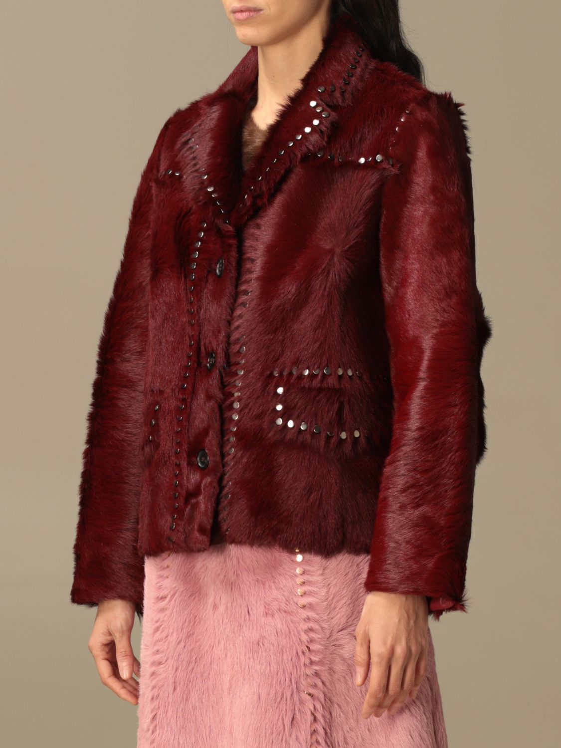 Prada Outlet: fur coats for woman - Red | Prada fur coats 55727M 1OK4  online on 