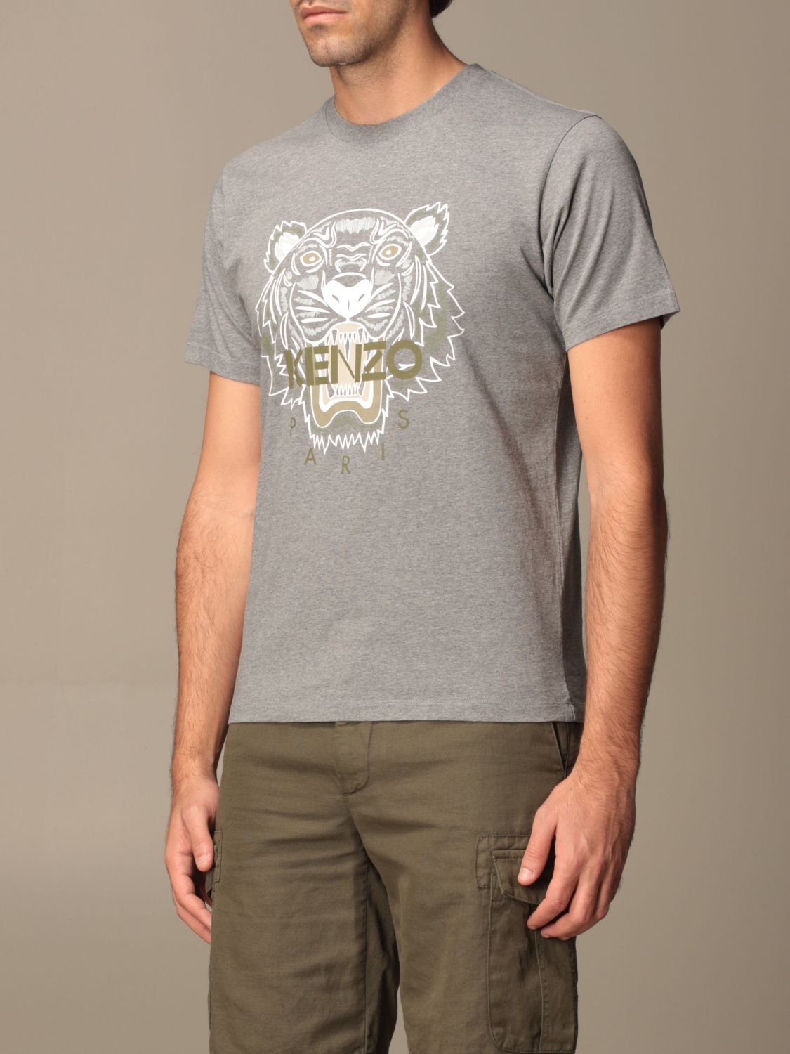 Editie slachtoffer willekeurig KENZO: cotton T-shirt with Tiger Paris logo - Grey | Kenzo t-shirt  PFB55TS0204YA online on GIGLIO.COM