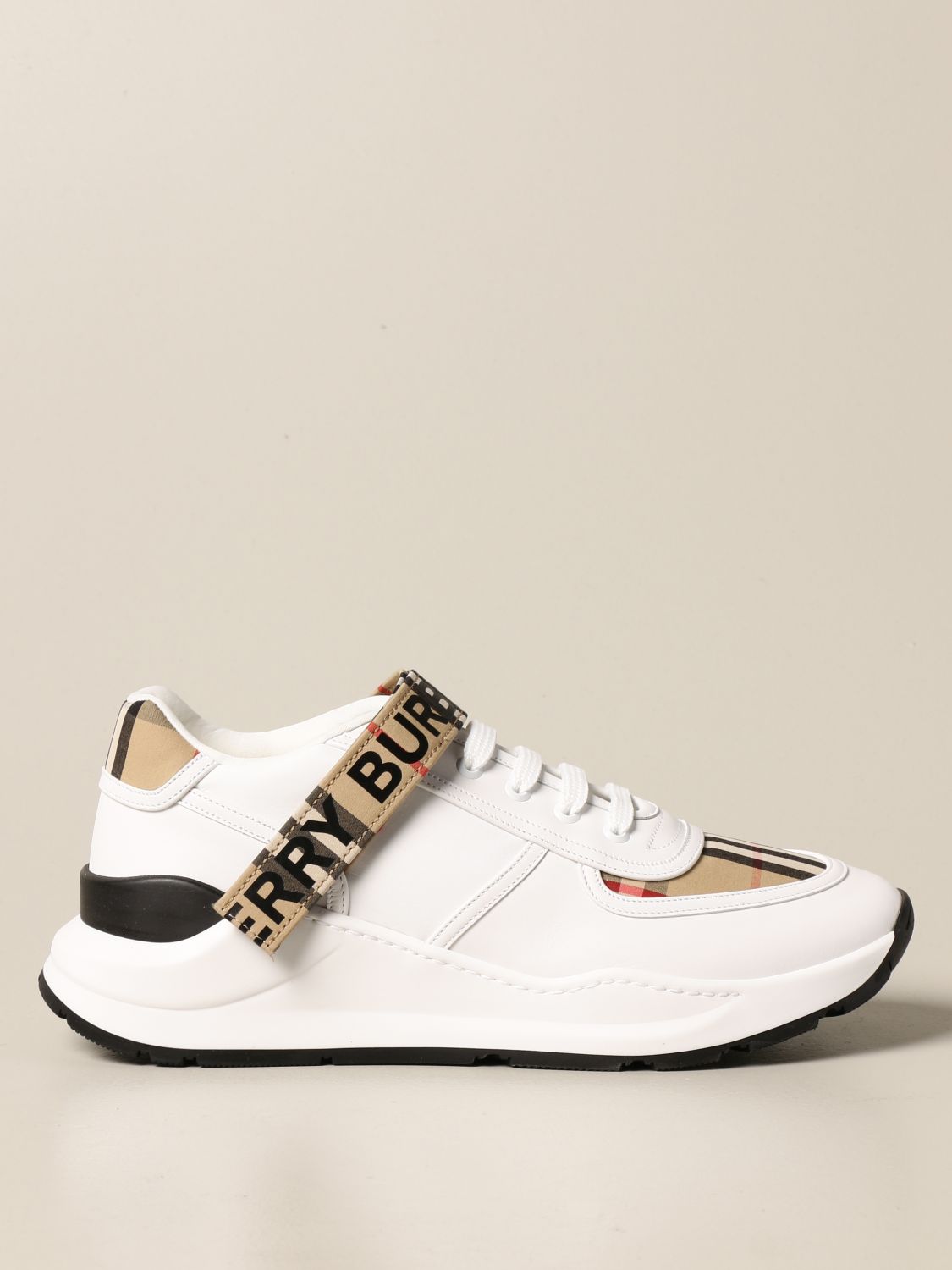 Burberry sneakers in leather with vintage check motif and logo