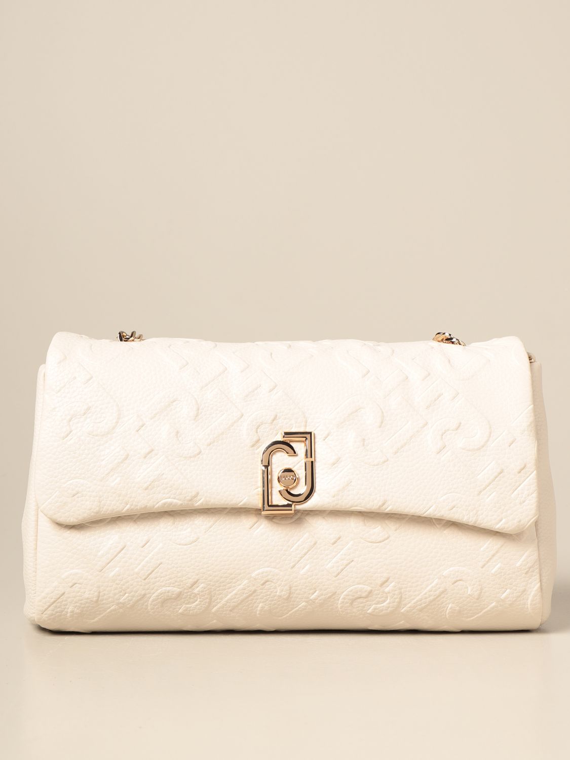 LIU JO: bag in synthetic leather with embossed logo - Cream | Liu Jo ...