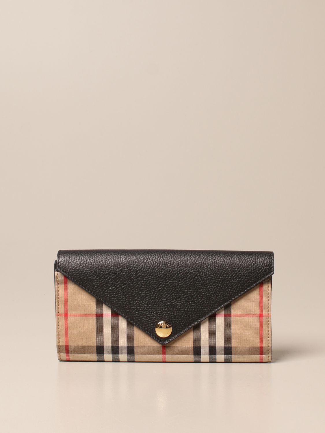 Burberry Continental Vintage Leather Check Wallet
