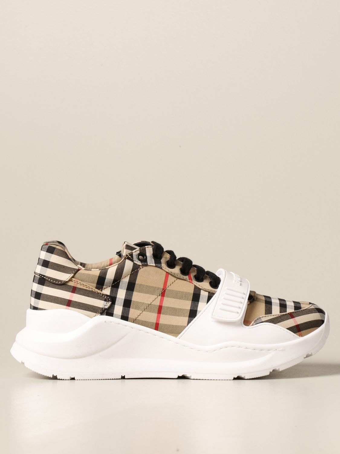 BURBERRY: Regis M Low sneakers in check cotton canvas | Sneakers