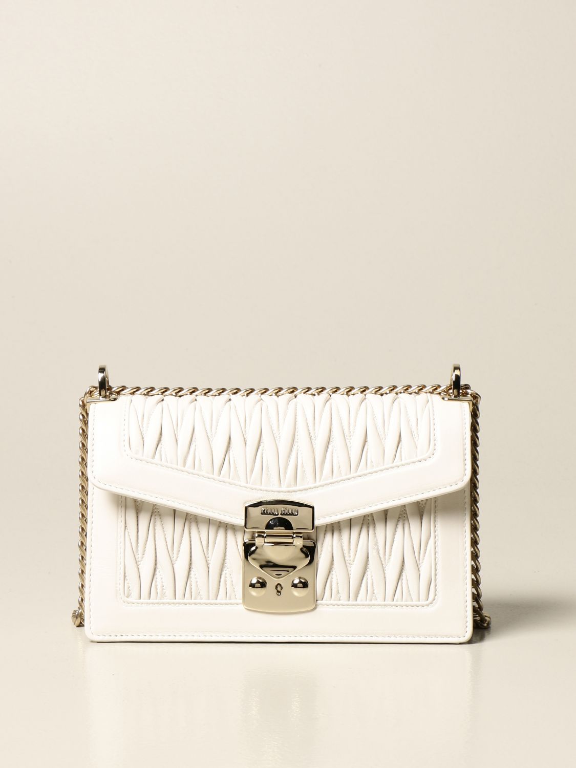 Bow bag leather handbag Miu Miu White in Leather - 31864128