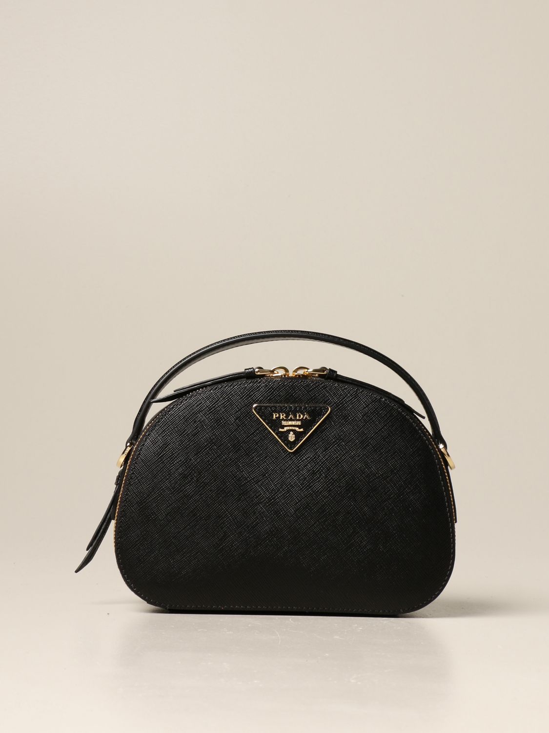PRADA: Odette bag in saffiano leather - Black | Prada mini bag 1BH123 NZV  online on 