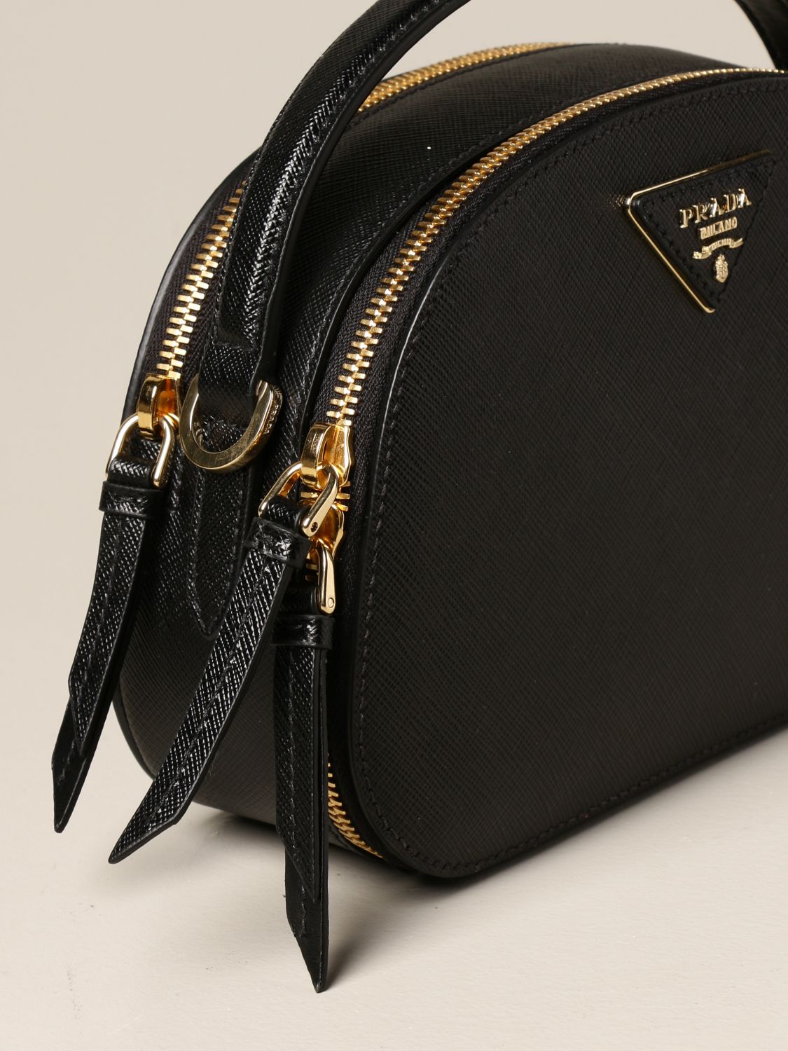 Prada Odette Saffiano Leather Bag- Black