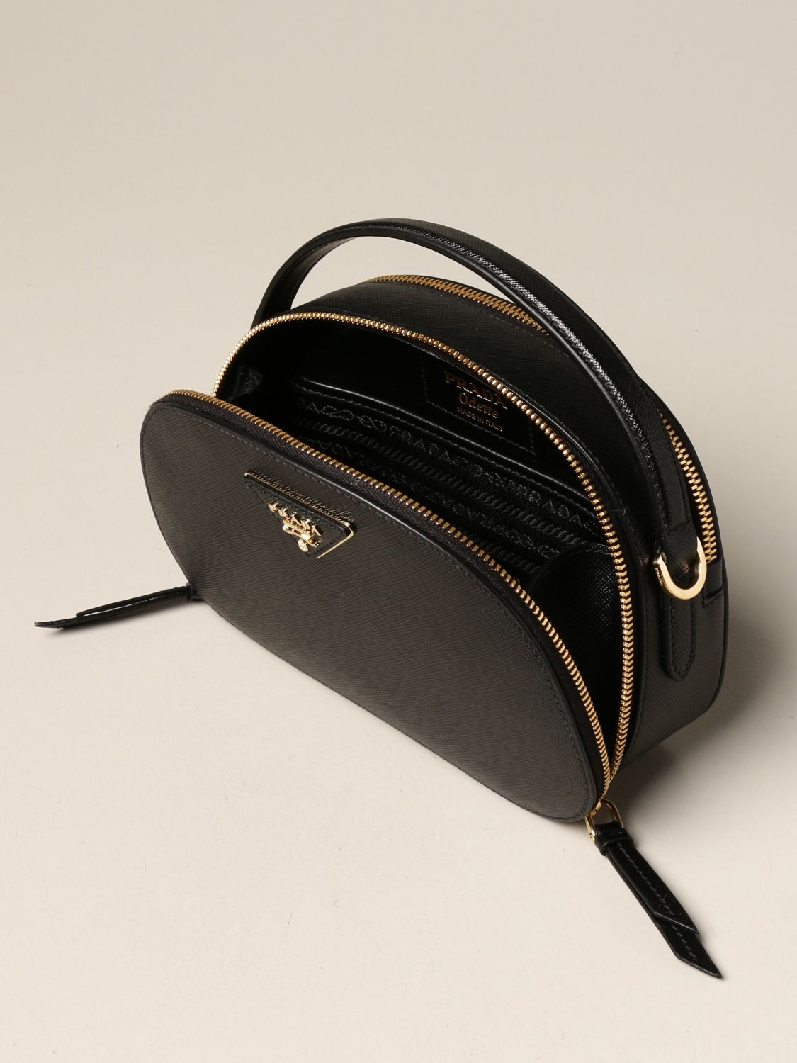 PRADA: Odette bag in saffiano leather - White  Prada mini bag 1BH123 NZV  online at