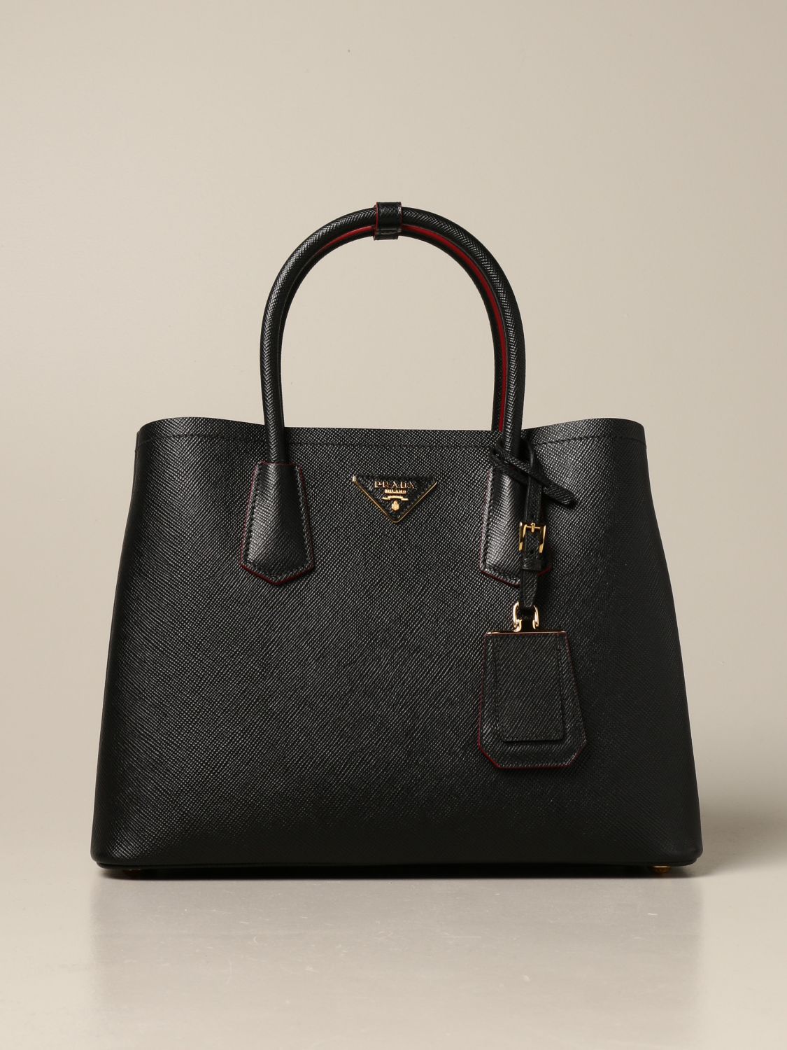 Prada Black Saffiano Cuir Leather Briefcase Prada