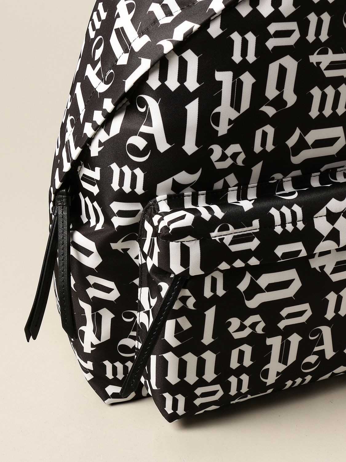Monogram Leather Backpack in black - Palm Angels® Official