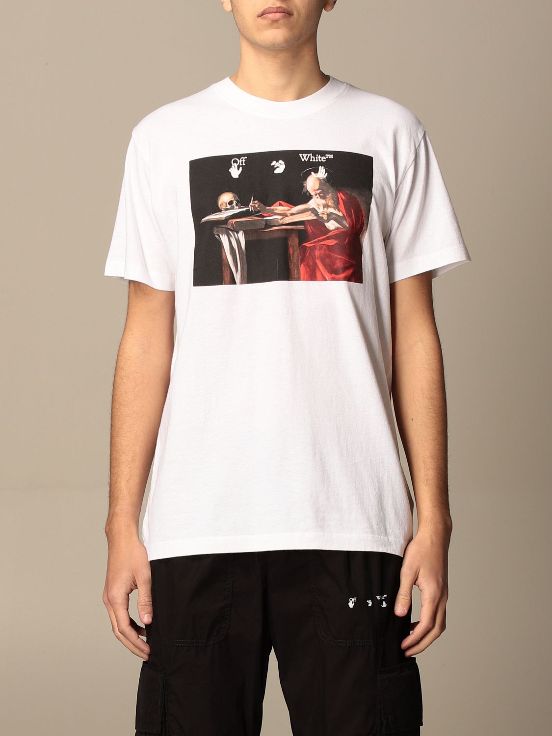 OFF-WHITE: Off White cotton t-shirt with back logo - White | Off-White t- shirt OMAA027R21JER004 online at