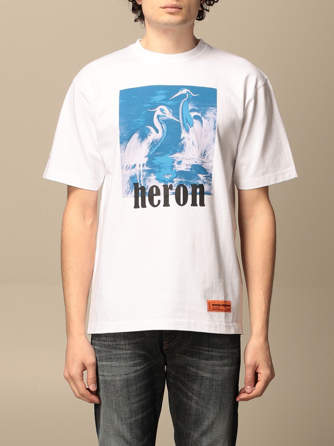 HERON PRESTON: T-shirt in cotone con stampa - Bianco | T-Shirt Heron