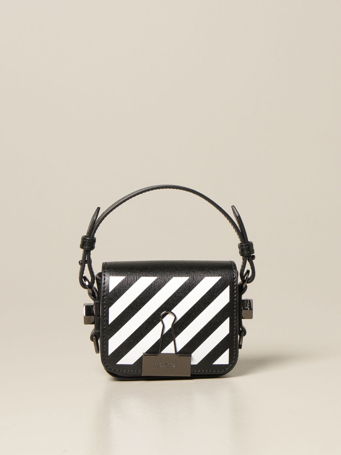 OFF-WHITE Binder Mini Flap Bag Black/White in Saffiano Leather with  Silver-tone - US