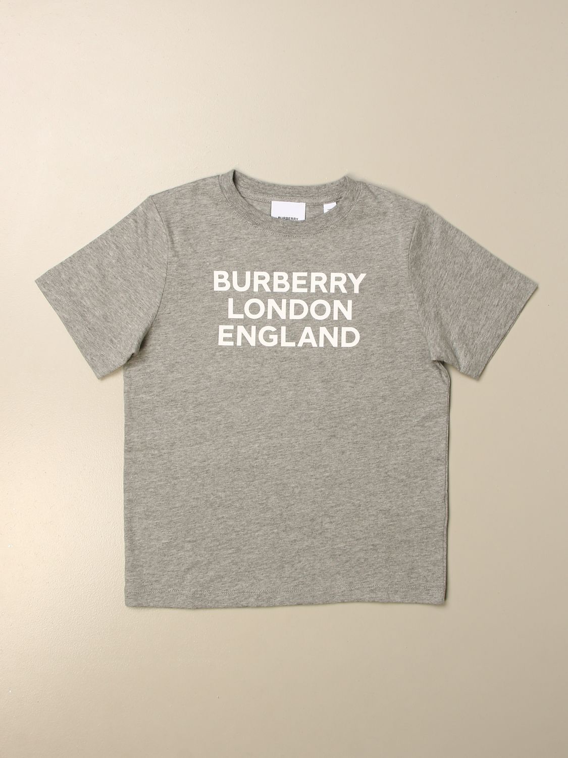BURBERRY: cotton t-shirt with logo - Grey | Burberry t-shirt 8028807 ...