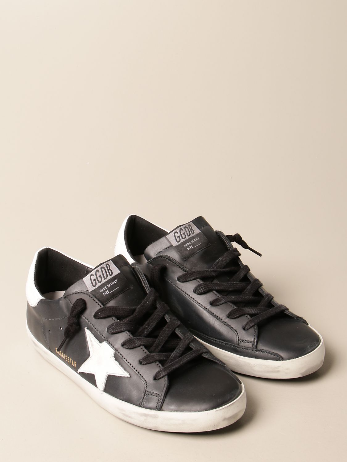 GOLDEN GOOSE: Superstar classic sneakers in leather - Black | Golden ...