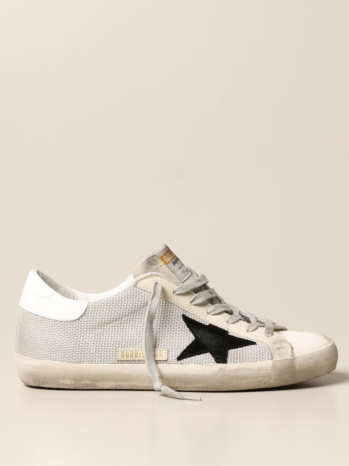 GOLDEN GOOSE: Superstar classic sneakers in leather and mesh - White ...