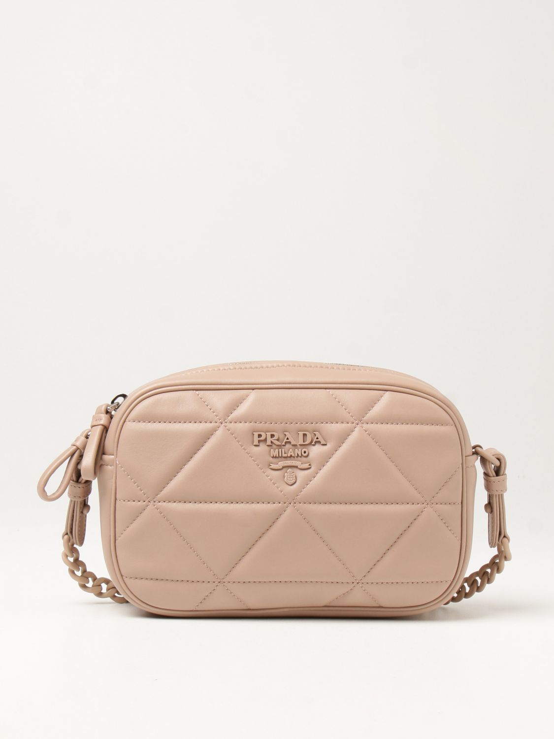 PRADA: crossbody bag in matelassé nappa - Blush Pink | Prada crossbody bags  1BH141VOOM WDF0 online on 