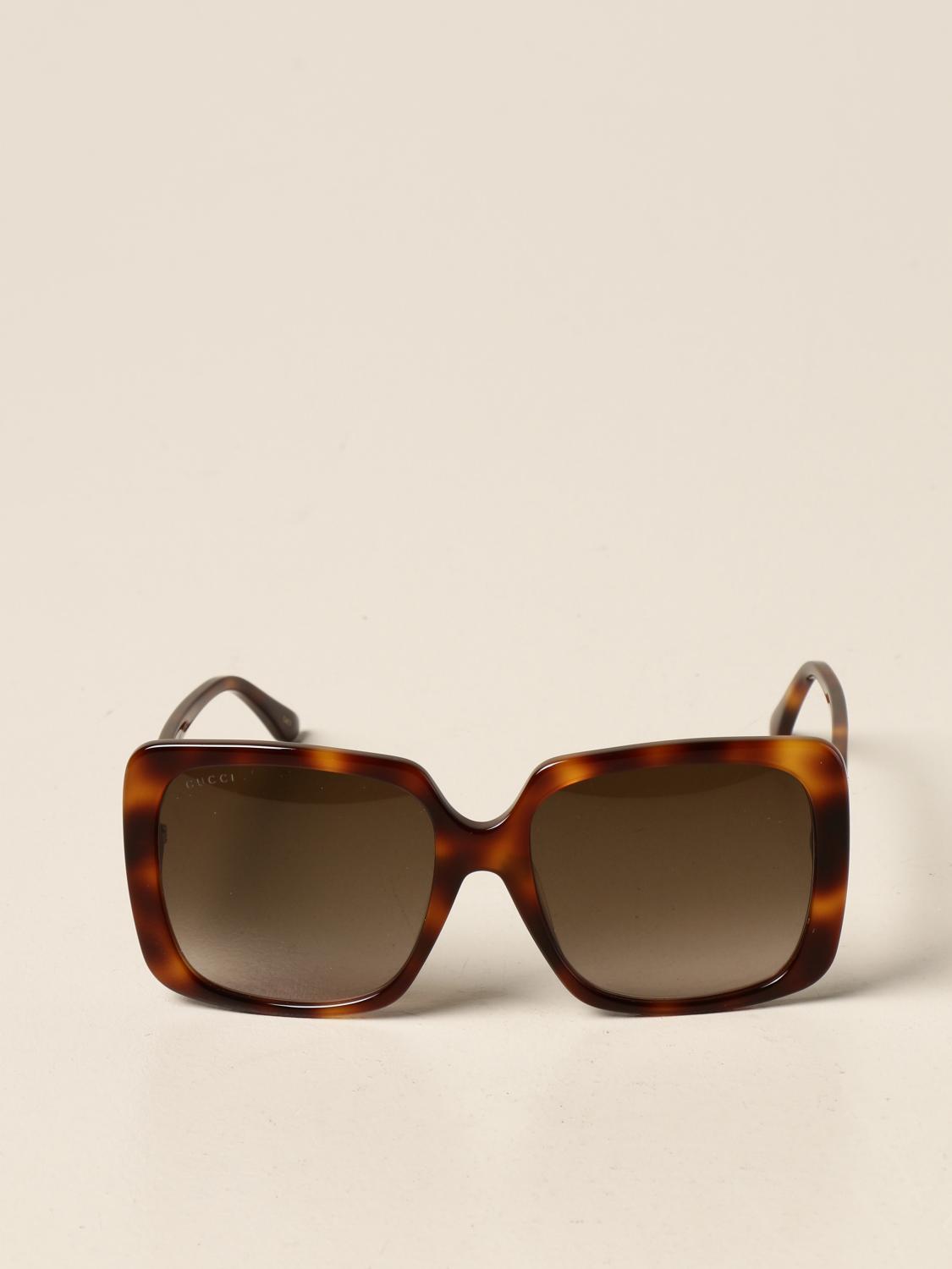 GUCCI: Occhiali da sole in acetato con logo di strass - Marrone | Occhiali  Gucci GG0728SA GIGLIO.COM