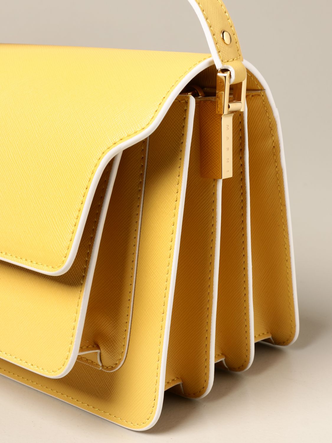 Trunk leather crossbody bag Marni Yellow in Leather - 37815406