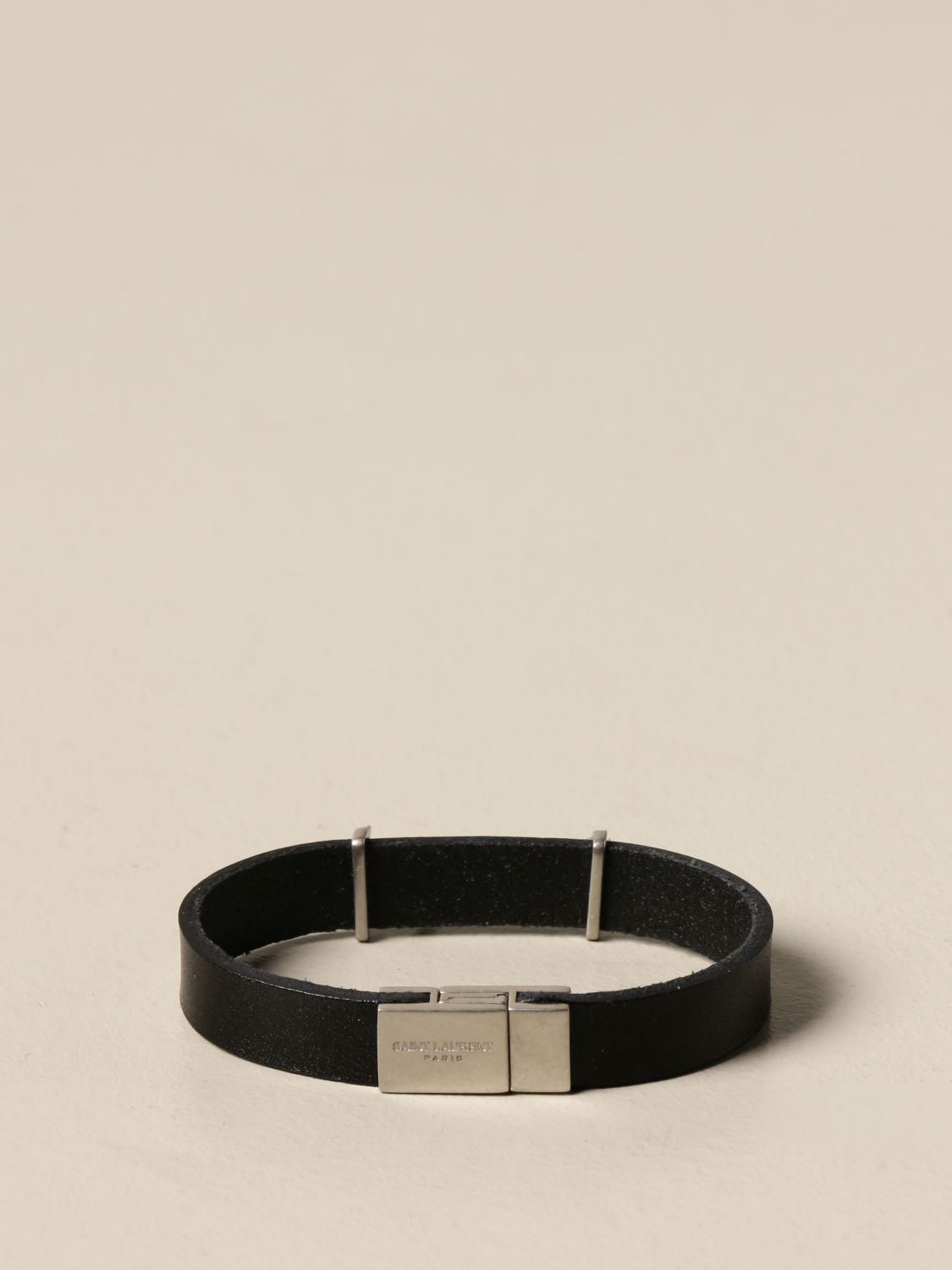 Jewel Saint Laurent: Opyum Saint Laurent leather bracelet with YSL monogram black 2