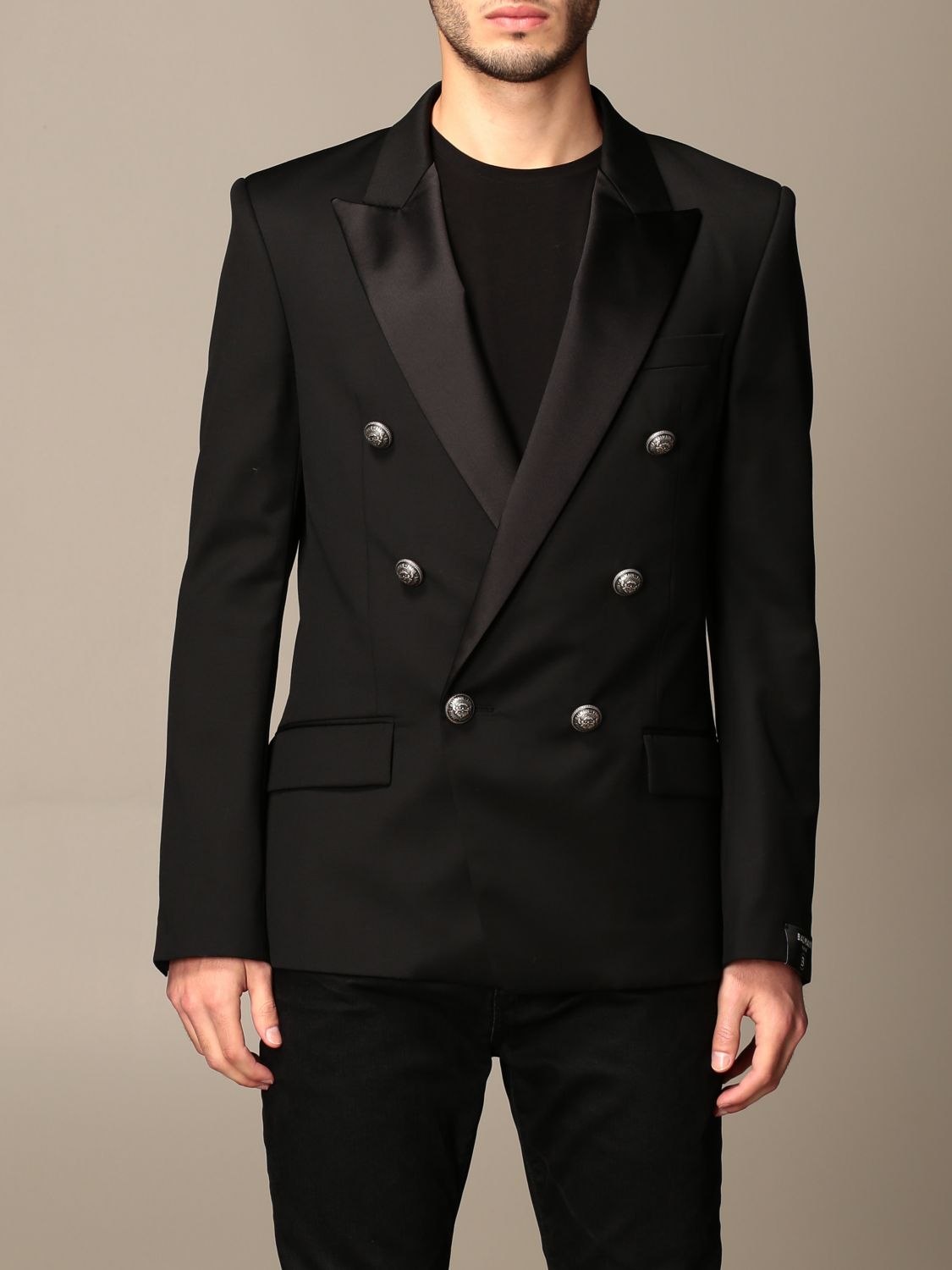 BALMAIN: double-breasted cotton jacket | Balmain Men Black | Blazer Balmain GIGLIO.COM