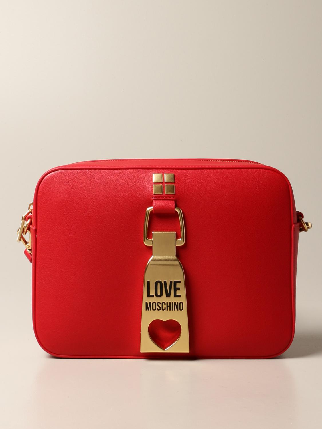 LOVE MOSCHINO camera bag in synthetic leather Red Love Moschino