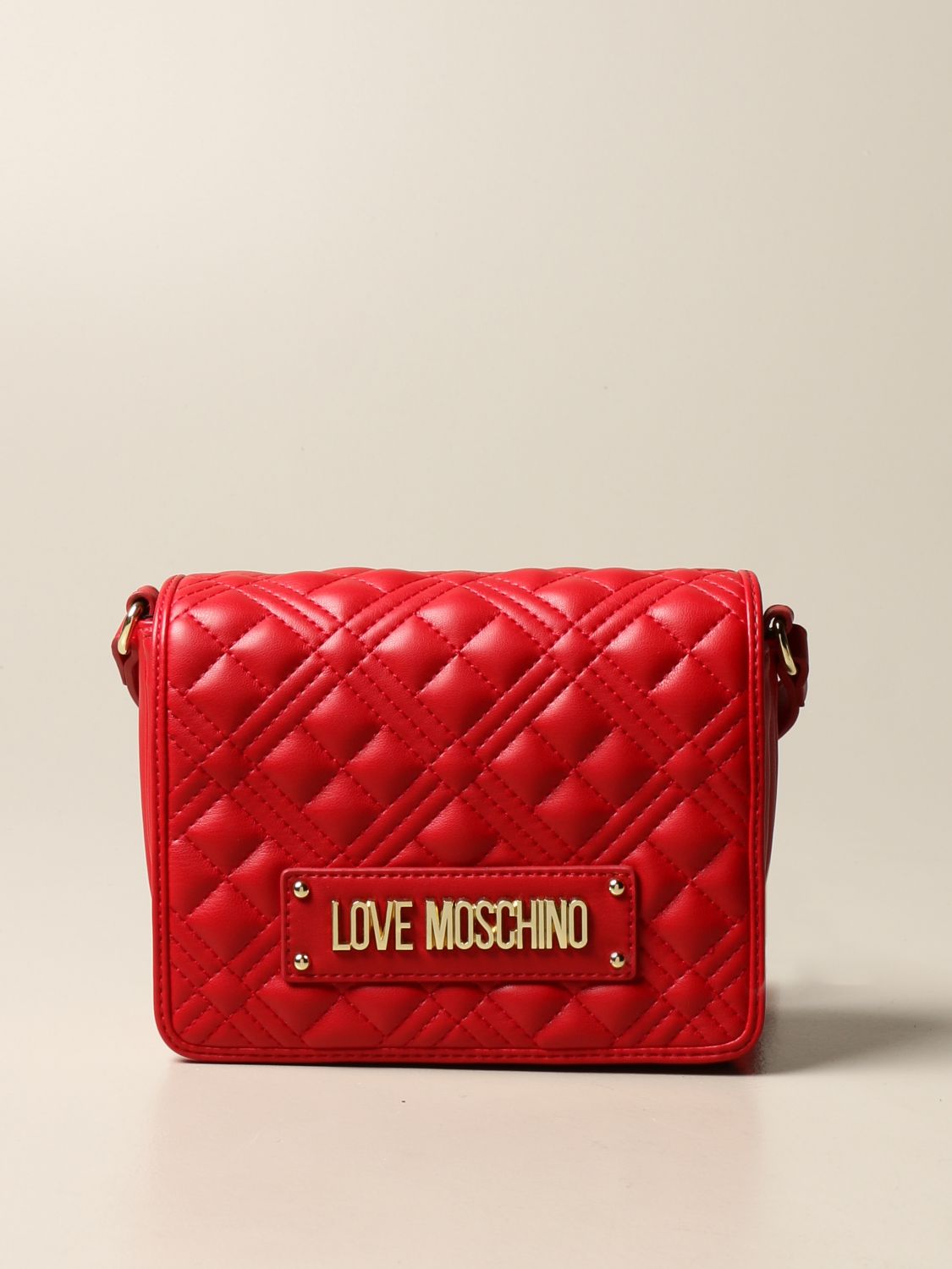 Love Moschino Shoulder Bag In Quilted Synthetic Nappa Leather Red Crossbody Bags Love