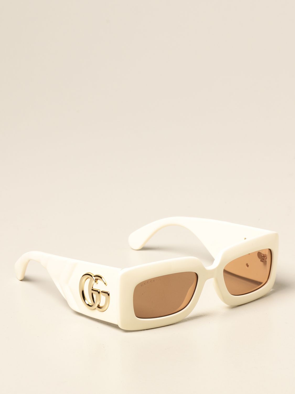 Gucci Sunglasses In Acetate With Gg Logo Glasses Gucci Women White Glasses Gucci Gg0811s