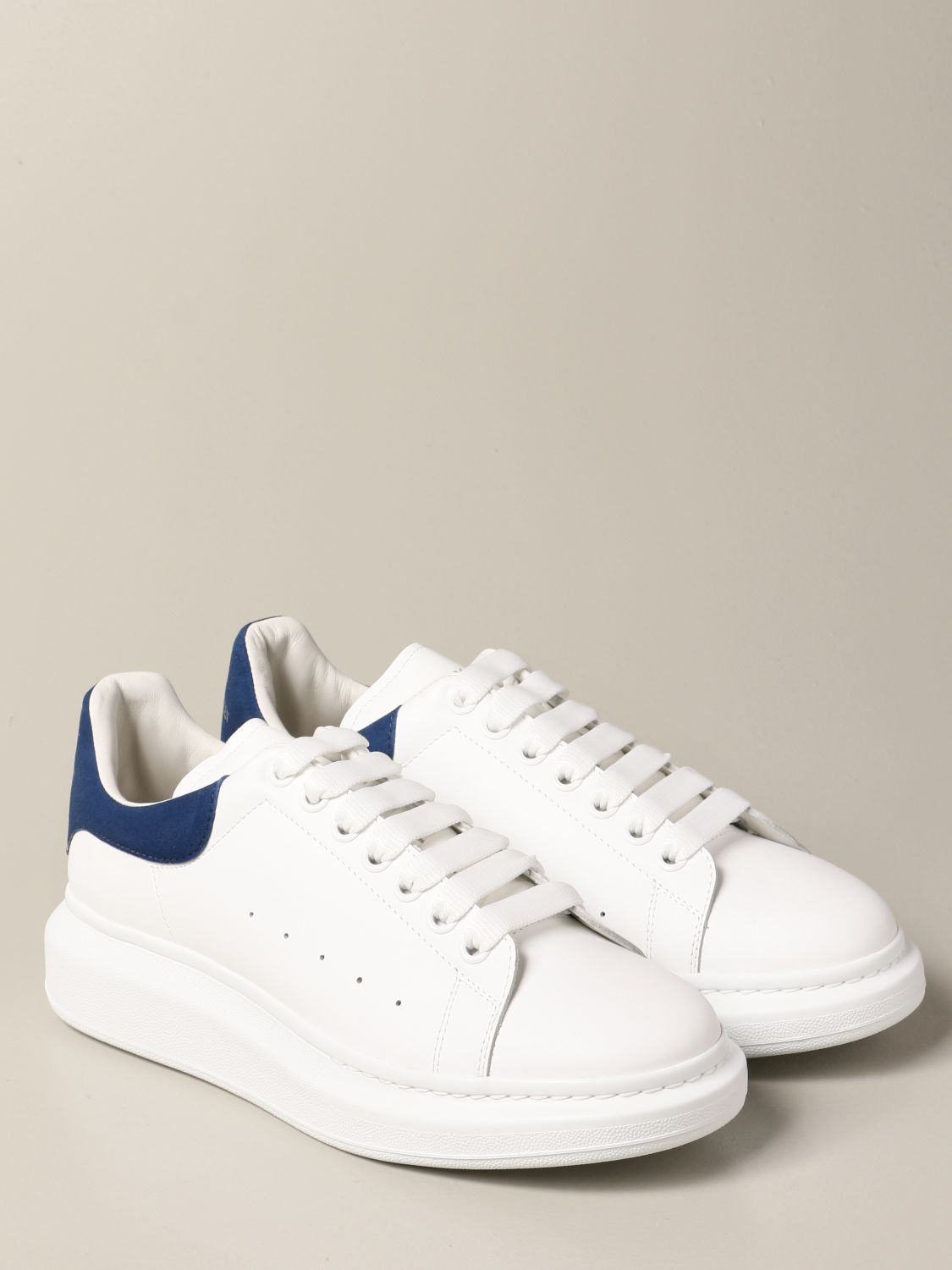 ALEXANDER MCQUEEN: sneakers in leather with logo - White 1 | Sneakers  Alexander Mcqueen 553680 WHGP7 GIGLIO.COM