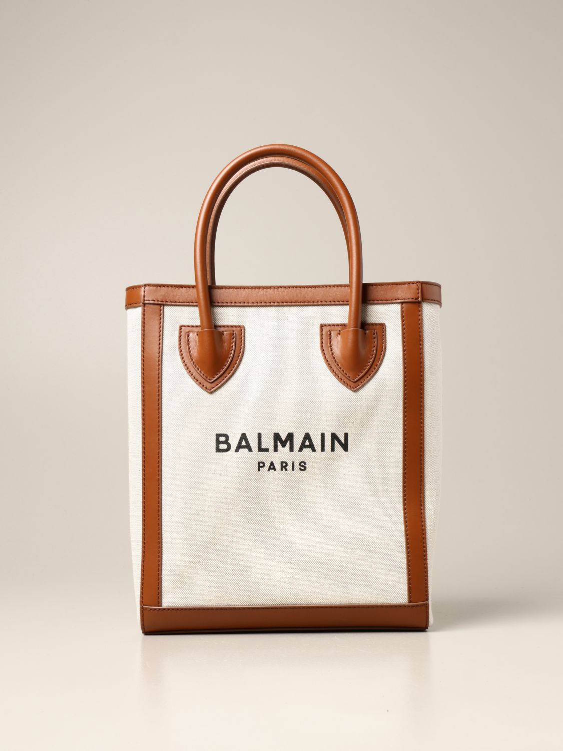 BALMAIN: B-Army 26 bag in canvas and leather | Handbag Balmain Women ...
