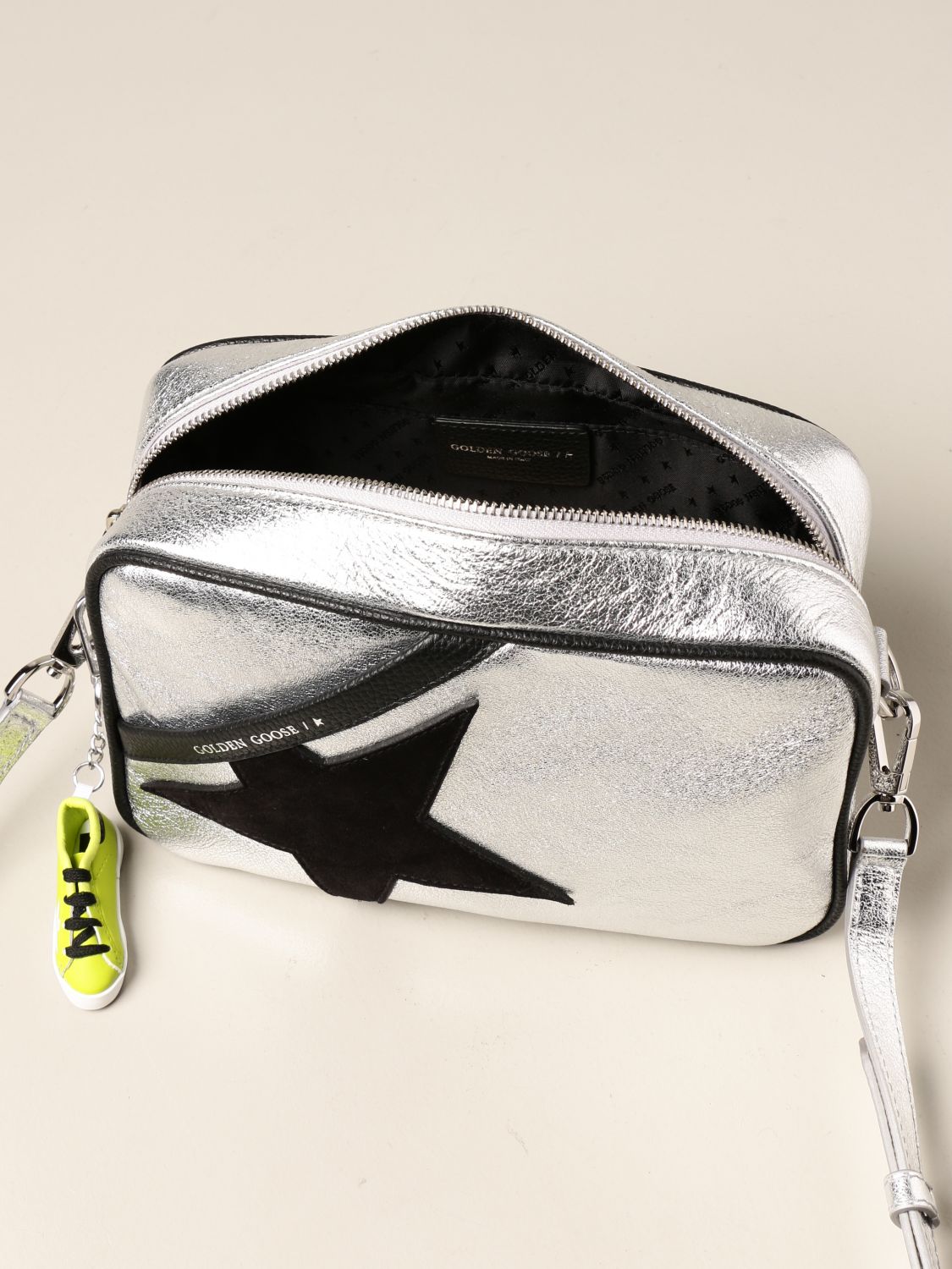 GOLDEN GOOSE: Star bag in laminated leather | Crossbody Bags Golden Goose Women Silver | Crossbody Bags Golden GWA00101.A000212.60246 GIGLIO.COM