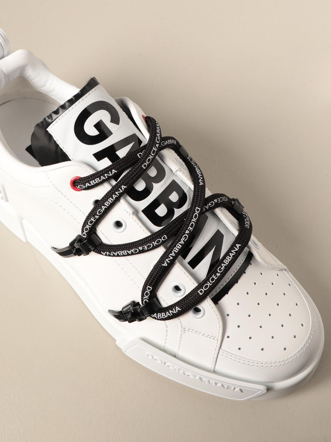 DOLCE GABBANA rubberized leather sneakers White Dolce Gabbana sneakers CS1783 AJ986 online at GIGLIO.COM