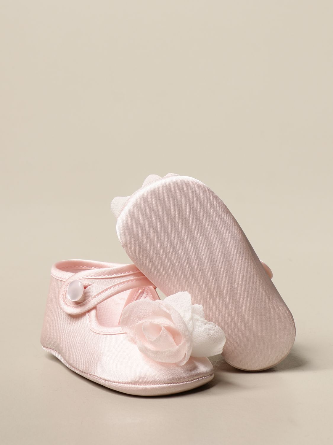 Shoes Monnalisa: Monnalisa ballerina in satin with floral application pink 2