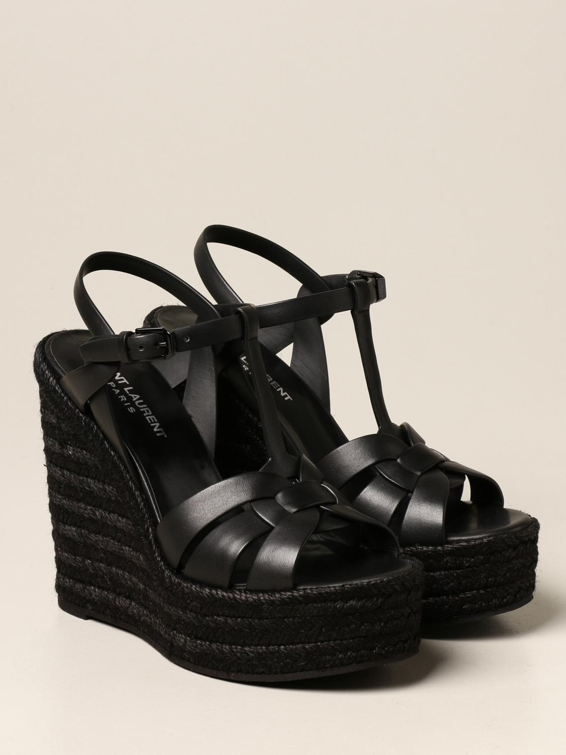 saint laurent black wedges