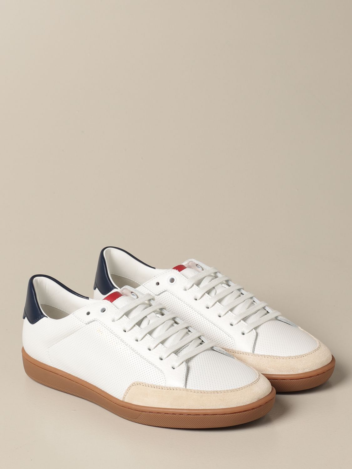 SAINT LAURENT: Court Classic SL / 10 trainers in perforated leather ...