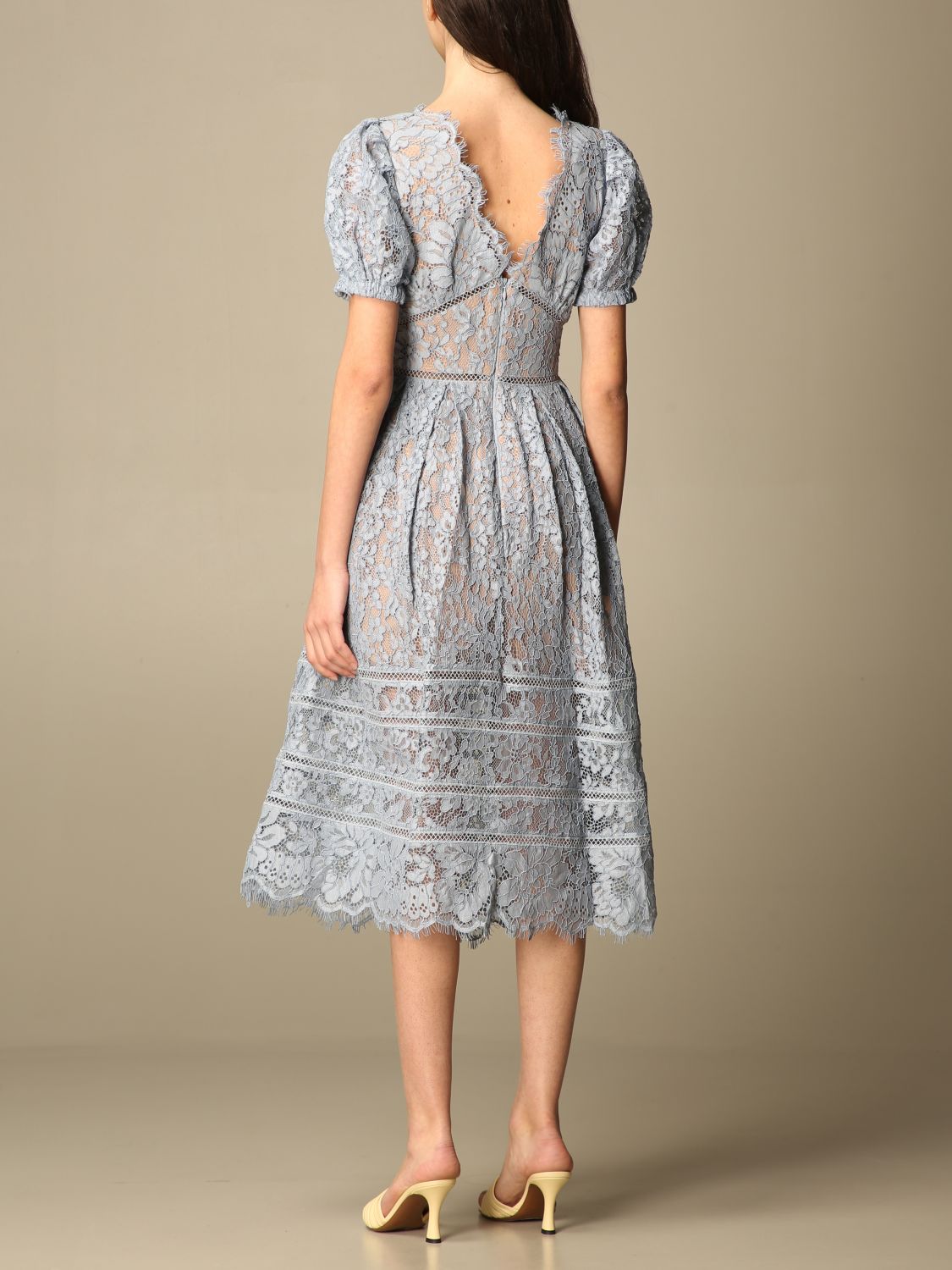 SELF-PORTRAIT: lace midi dress | Dress Self-Portrait Women Blue | Dress ...
