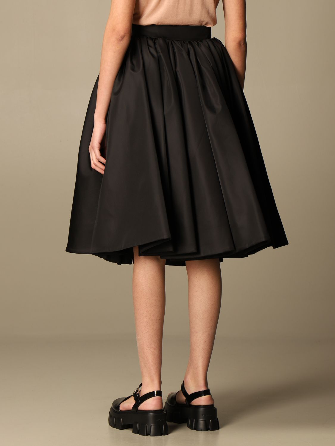 PRADA: wide skirt in re-nylon gabardine - Black | Prada skirt