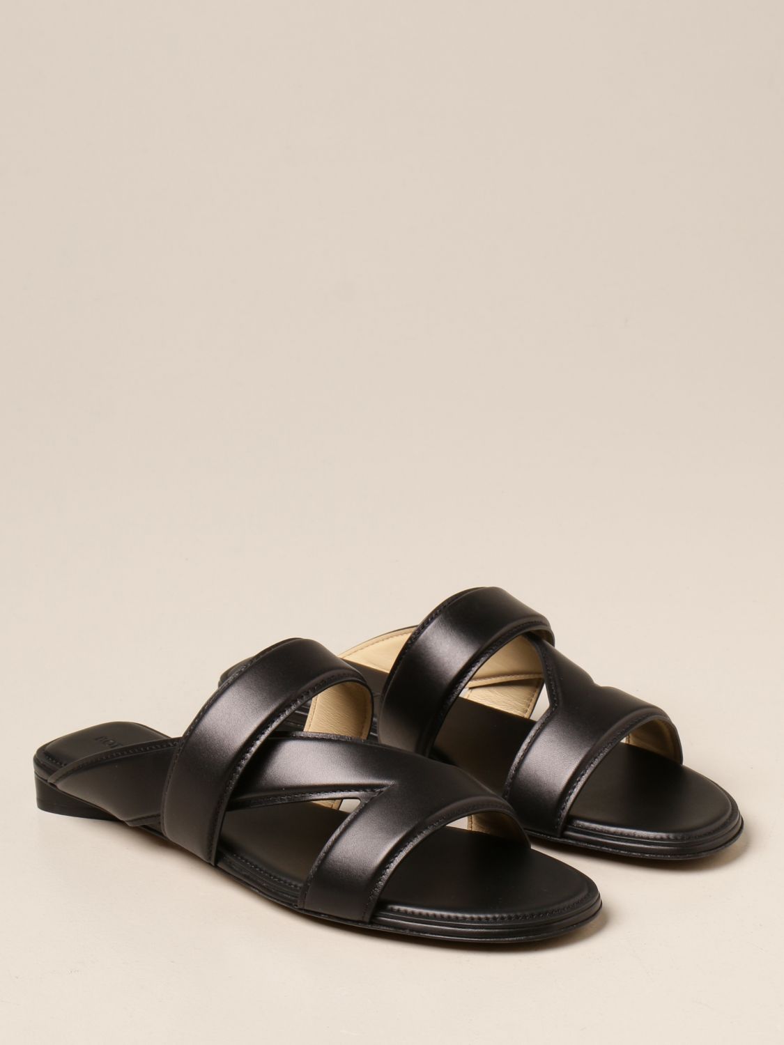 Bottega Veneta Leather Sandal Flat Sandals Bottega Veneta Women Black Flat Sandals Bottega Veneta Vbsl0 Giglio Com