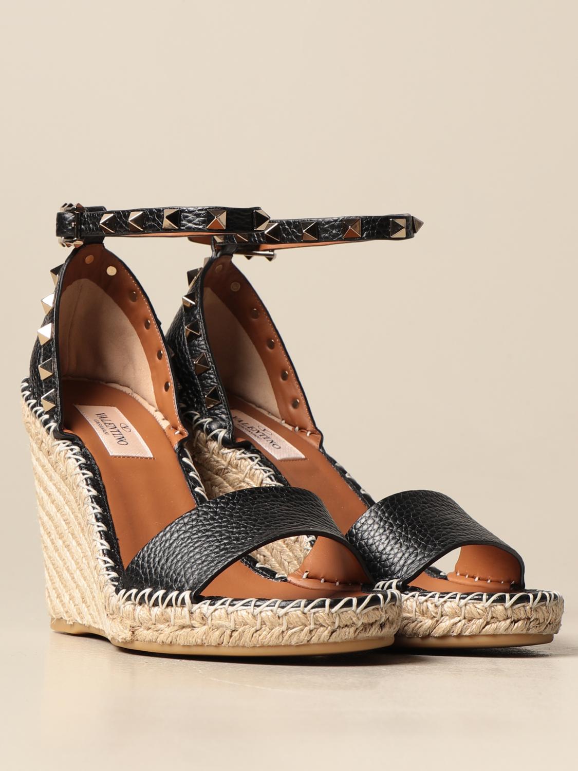 valentino black wedges