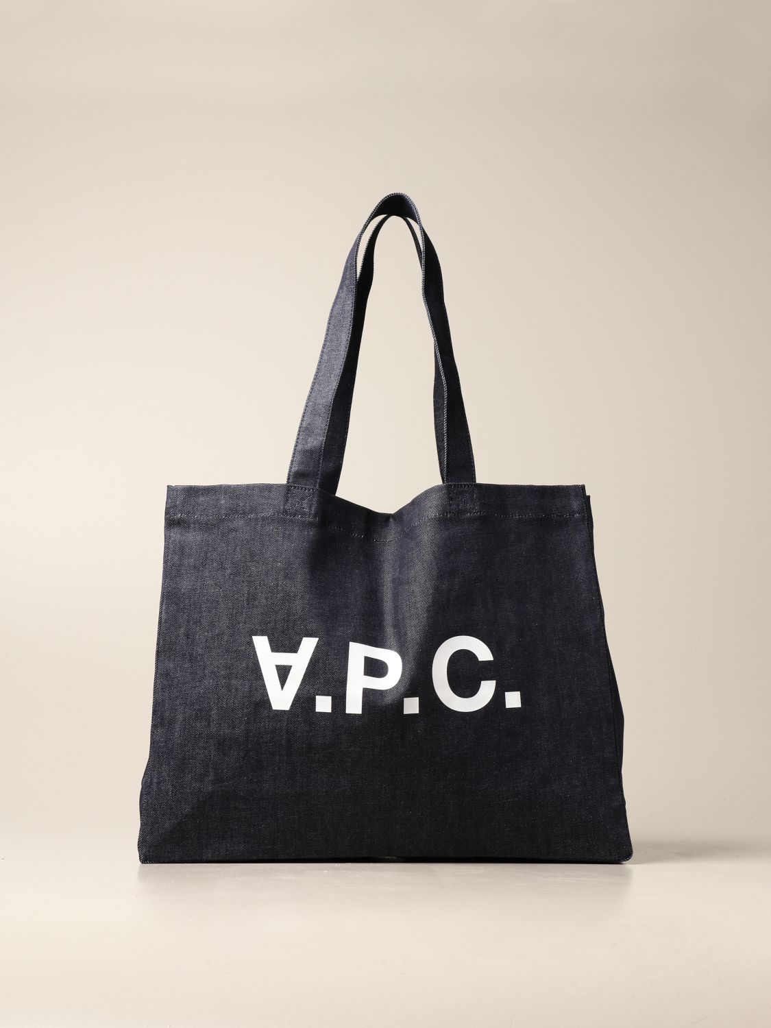 A.P.C.: Shopping bag in denim - Blue | A.p.c. tote bags COCSXM61446