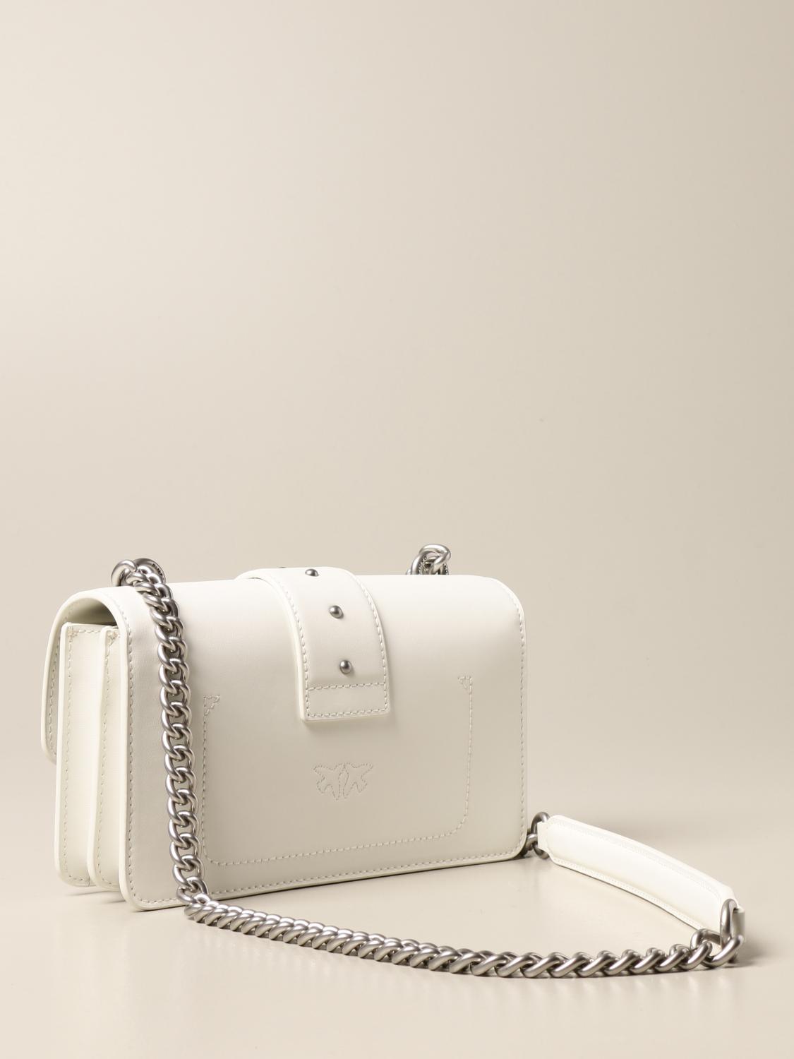 PINKO Love Mini Icon Simply bag in leather White Pinko tote bags