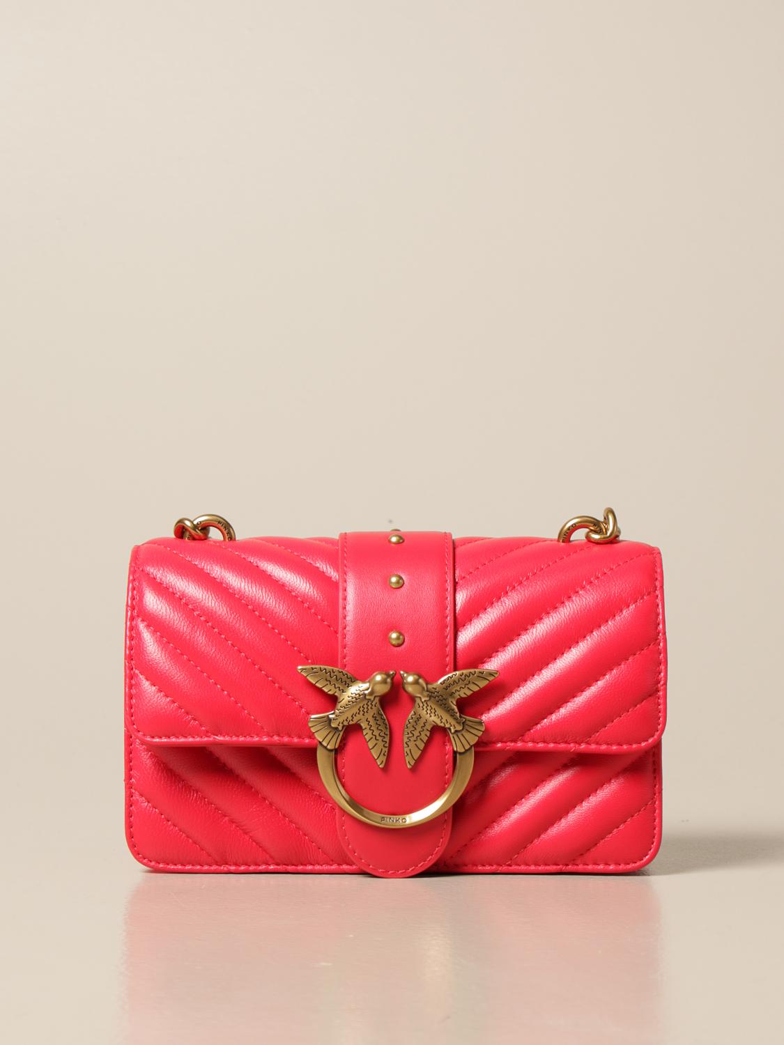 PINKO Love Mini Icon Simply bag in quilted nappa Red Crossbody