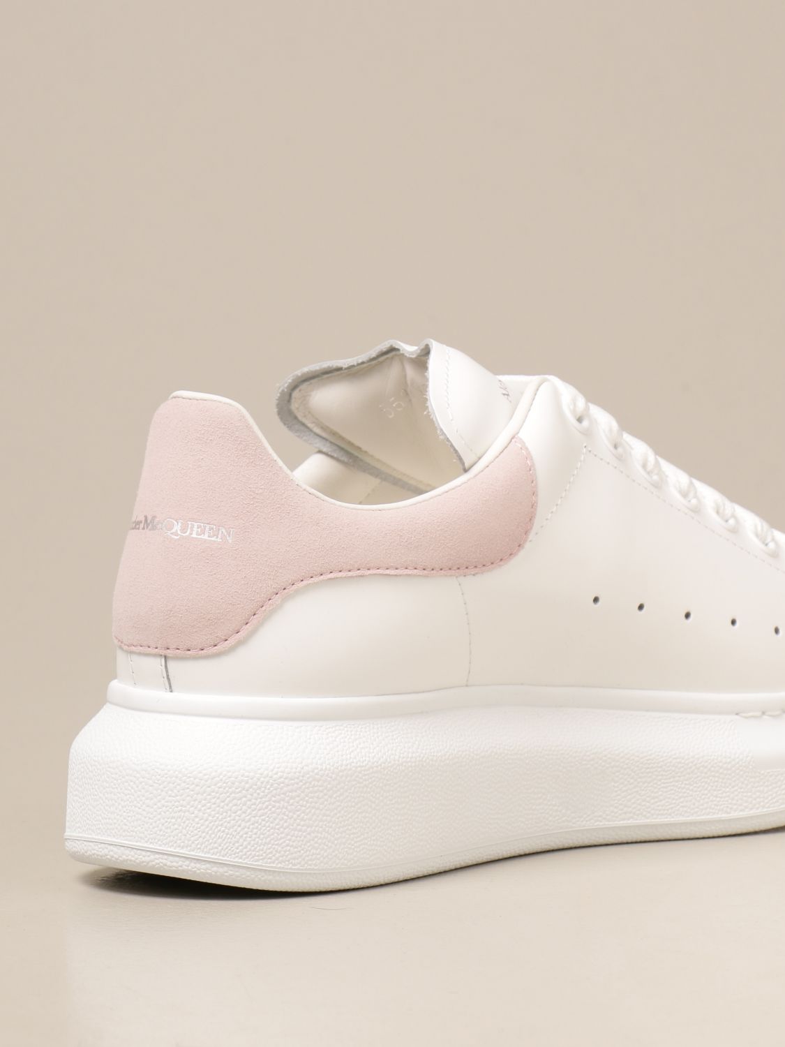 ALEXANDER MCQUEEN: sneakers in leather with logo - White  Alexander Mcqueen  sneakers 553770 WHXMY online at